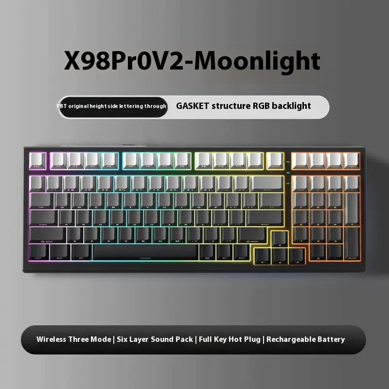 Xinmeng X98ProV2 three-mode RGB wireless mechanical keyboard Bluetooth customized full-key hot-swappable gaming keyboard