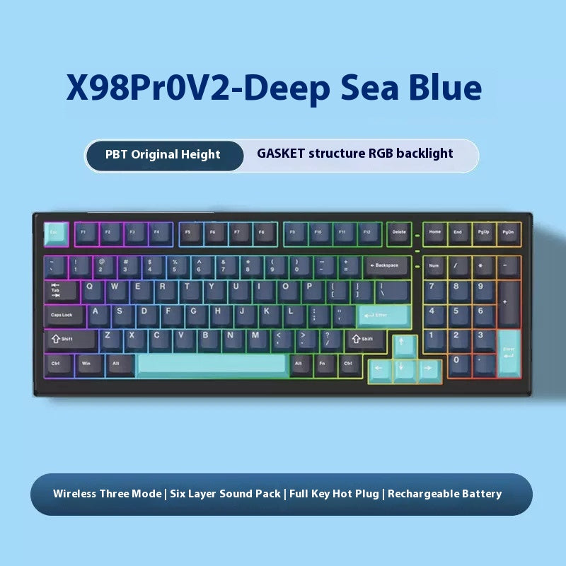 Xinmeng X98ProV2 three-mode RGB wireless mechanical keyboard Bluetooth customized full-key hot-swappable gaming keyboard