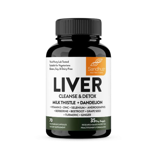 【Sandhus】Liver Cleanse & Detox Supports 11 Ingredient Blend Milk Thistle, Dandelion, Turmeric, Ginger Extract, Beet, Zinc, Vitamin E, Grape Seed