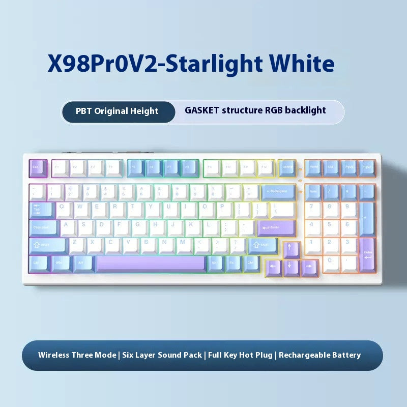 Xinmeng X98ProV2 three-mode RGB wireless mechanical keyboard Bluetooth customized full-key hot-swappable gaming keyboard