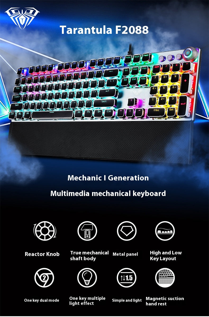 Wolf Spider F2088 True Mechanical Keyboard External Black Axis Blue Axis (Mixed Light) E-sports F2058 Gaming Peripherals