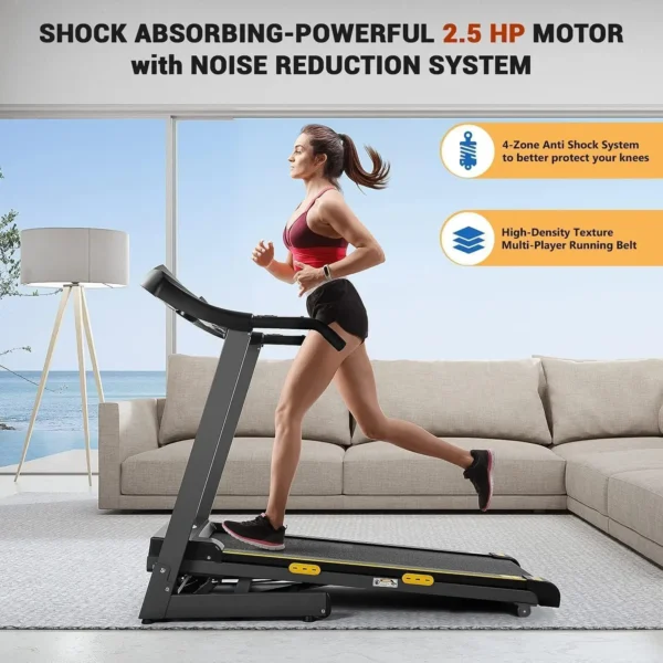 Treadmill with Auto Incline Folding Electric Running Machine 17'' Electric Treadmills 2.5HP/8.5MPH with 15 Training Programs - Image 2