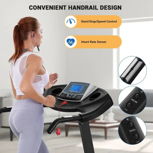 Treadmill with Auto Incline Folding Electric Running Machine 17'' Electric Treadmills 2.5HP/8.5MPH with 15 Training Programs - Image 6