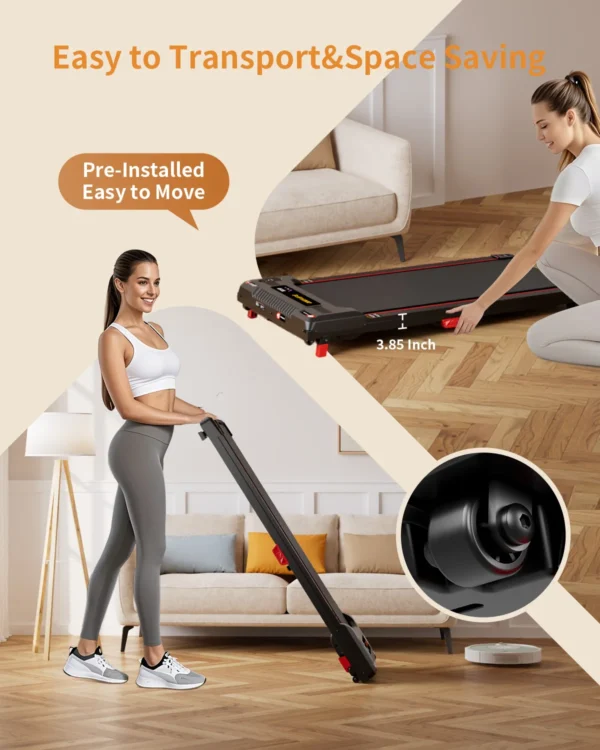 Under Desk Treadmill, Incline Walking Pad Treadmill 330lbs Capacity, 2.5HP Portable Treadmills for Home - Image 6
