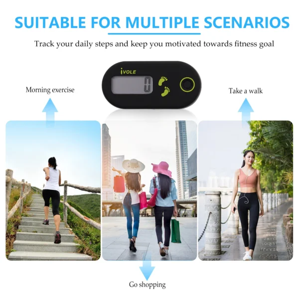 Single Function 3D Electronic Pedometer Simple Mini Step Counter Walking 3D Digital Pedometer For Exercise Men Women (Black) - Image 2