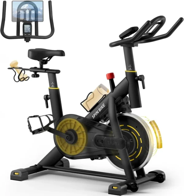 Exercise Bike, Indoor Cycling Bike Brake Pad/Magnetic Stationary Bike for Home, Adjustable Resistance Silent Belt Drive, Cycle B
