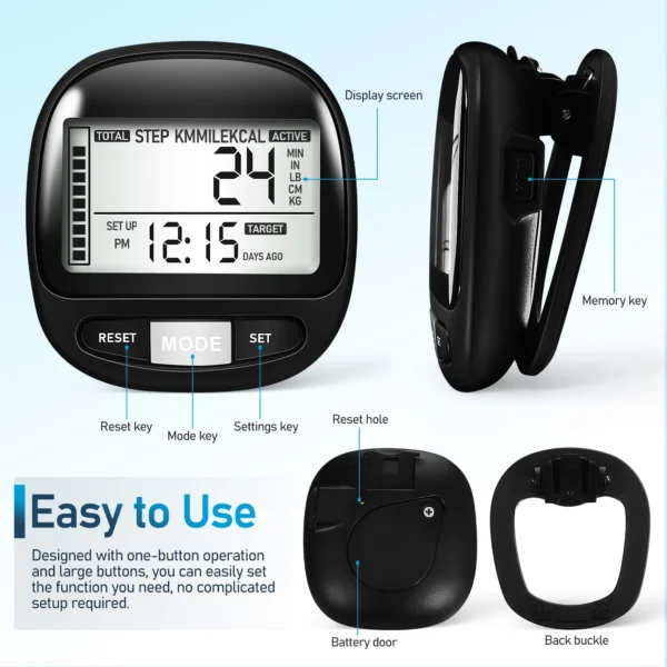 Accurate Large Screen Pedometer Podometro Step Counter For Outdoor Sports Walking Running Men Women Kids Adults Seniors - Image 4