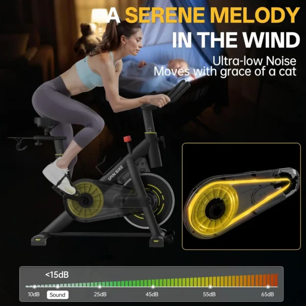 Exercise Bike, Indoor Cycling Bike Brake Pad/Magnetic Stationary Bike for Home, Adjustable Resistance Silent Belt Drive, Cycle B - Image 3